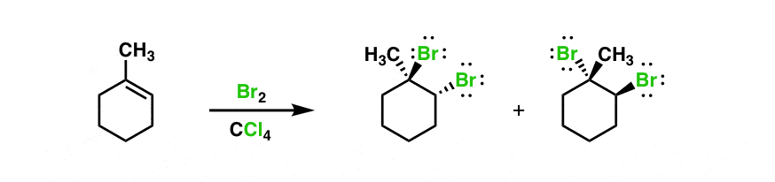 溴化1-methylcyclohexene给二溴化的手性反产品