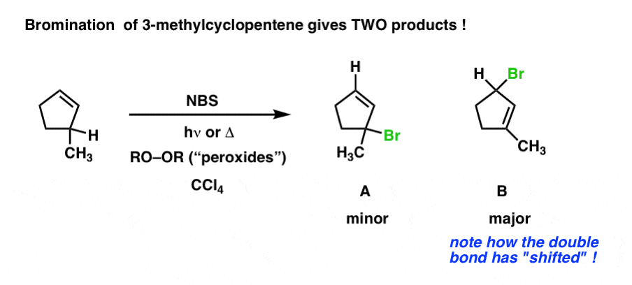 allylic-bromination-of-3-methylcyclopentene-with-nbs-allylic-rearrangement -