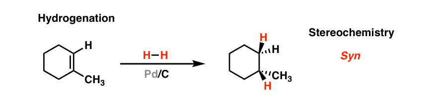 烯烃的加氢与h2和pd-c syn立体化学