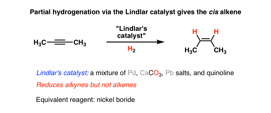 炔烃加氢的与lindlards caralyst pd碳酸钙pb和喹啉为烯烃lindlar并不减少烯烃syn stereochem