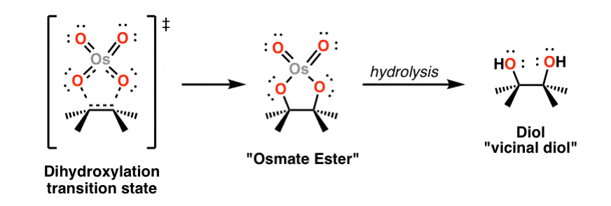 协同过渡态的dihydroxylation烯烃与oso4 osmate通过水解syn二醇酯然后裂解