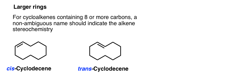 大环顺式和反式顺式和反式cyclodecene等都是可能的