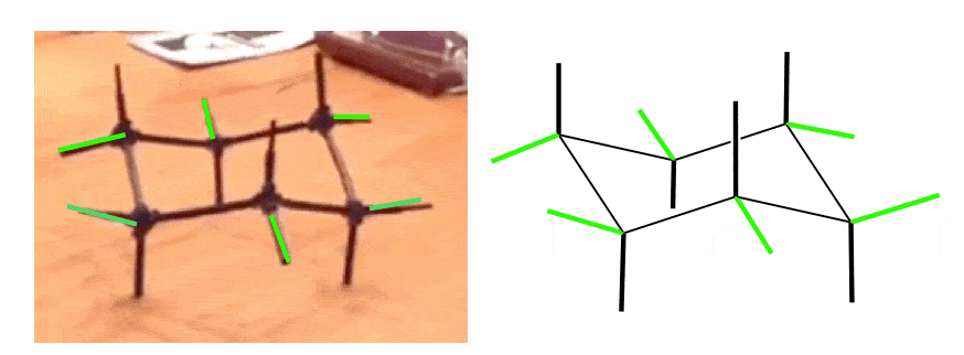 model-of-cyclohexane-chair-with-equatorial-groups-labelled-in-green。