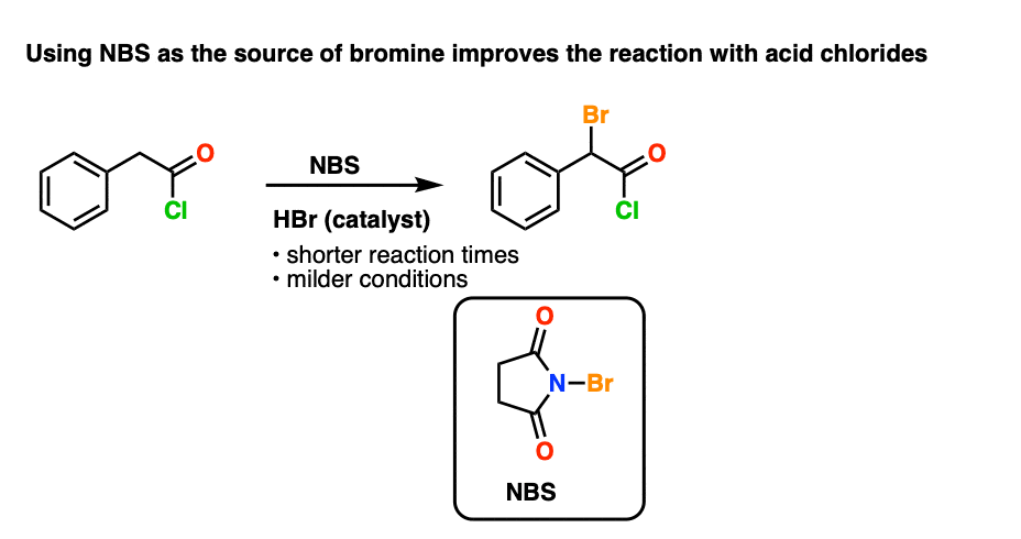 Harpp-modification-of-the-hell-volhard-zelinsky-reaction-using-nbs-and-acid-chlorides。
