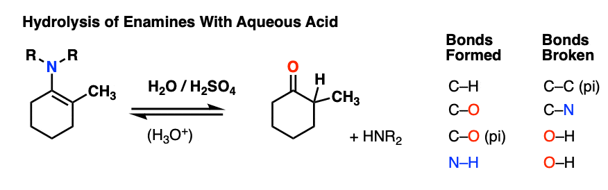 scheme-for-showing-hydrolysis-of-enamines-with-aqueous-acid。